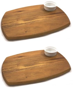 2 X WOODEN CHEESE BOARDS / MEAT PLATTERS WITH DIP BOWL **IDEAL FOR CHRISTMAS** - Picture 1 of 6