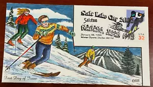 #3180 32c Salt Lake city Olympic Skier FDC Hand-Painted Collins Perfect - Picture 1 of 1