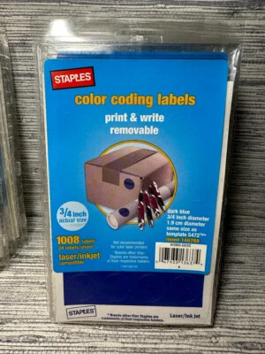 Staples Color Coding Circular Labels Print or Write Removable Dark Blue 3/4" - Image 1 of 2