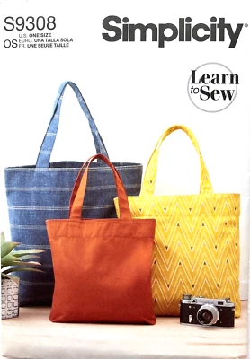 Simplicity  Pattern S9308  Tote Bags in 3 Sizes  Learn to Sew - Image 1 of 2