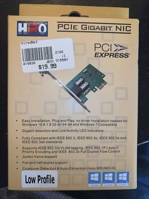 Gigabit Ethernet Low Profile PCI Express Network LAN Card 10/100/1000 - Image 1 of 4