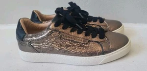 Allsaints Damen Metallic Leder Gold Turnschuhe Schnürschuhe Turnschuhe Schuhe Größe 6 - Bild 1 von 10