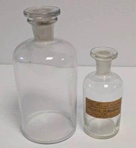 Coppia di Antiche Bottiglie da Farmacia In Vetro Soffiato inizio xx Secolo - Picture 1 of 3