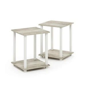 Simplistic Set of 2 End Table for Small Spaces Home Decor Sonoma Oak/White - Picture 1 of 6