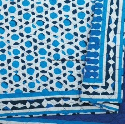 БОГЕМНОЕ 3 шт. КОРОЛЕВСКОЕ ЛОСКУТНОЕ ОДЕЯЛО СЕРОЕ СИНЕЕ ТЕМНО-СИНЕЕ БЛЕДНО-ГОЛУБОЕ ГЕОМЕТРИЧЕСКОЕ абстрактное СОВЕРШЕННО НОВОЕ - Изображение 1 из 3