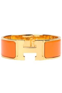 HERMÈS ORANGE 2010 CLIC CLAC H 20 MM ENAMEL BRACELET 16 CM - Picture 1 of 6