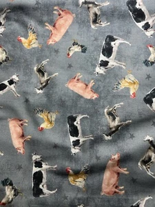 Wilmington Prints Farmhouse Chic Danhui Nai Farm Animals 2 Yards Raw Fabric - Picture 1 of 1