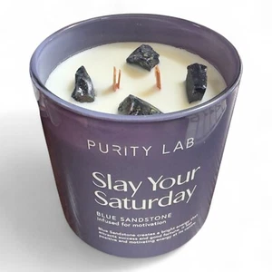 PURITY LAB Slay Your Saturday BLUE SANDSTONE Jasmine Vanilla SCENTED CANDLE - Picture 1 of 6