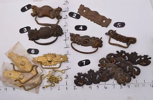 Salvaged Antique Variations - 19th Century Pressed Metal Bail Pull(s) & Hardware - Picture 1 of 48