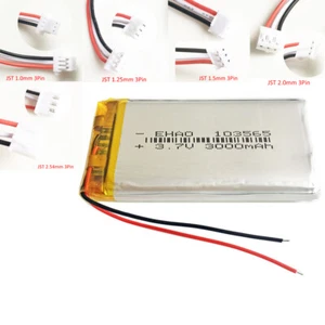 3.7V 3000mAh Lipo Rechargeable Battery 103565 + JST 3pin Plug For Power Bank d - Picture 1 of 13