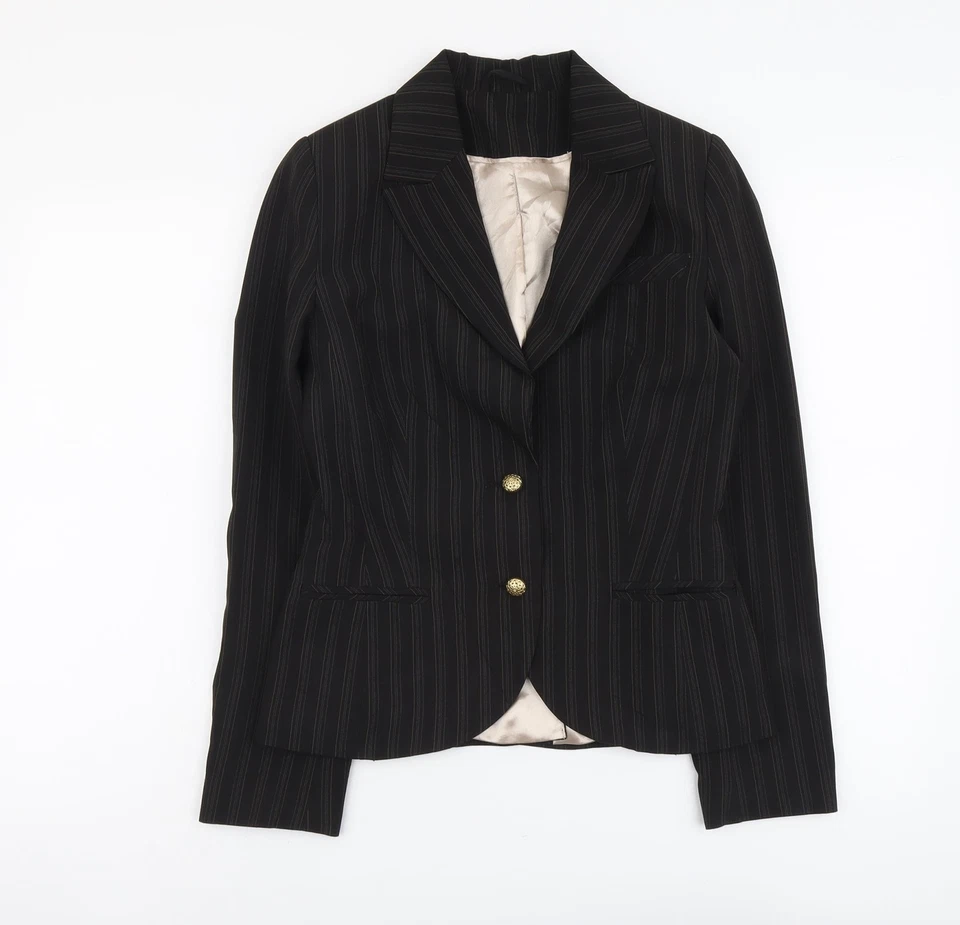 New Look Womens Brown Striped Polyester Blend Blazer Size 10 - Image 1 of 4