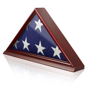 Solid Wood Memorial Flag Display Case for 5' X 9' Folded Flag - Cherry Finish - Picture 1 of 1