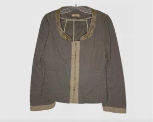 Gracia Green Ruffle Trim Denim Jacket L - Picture 1 of 4