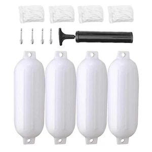 4 Ribbed Marine 8.5" X 27" Boat Fender Vinyl Bumper Dock Shield Protection White - Picture 1 of 12