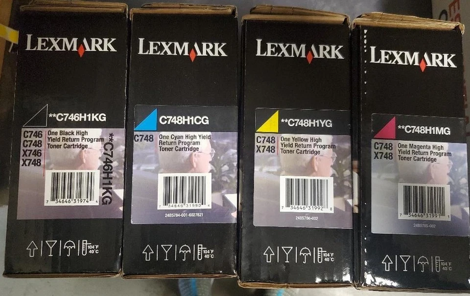 JUEGO 4 ORIGINALES LEXMARK C746H1KG C748H1CG C748H1MG C748H1YG C748 CAJA ABIERTA Foto 1 de 1