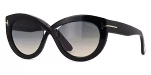 Occhiali da sole Tom Ford Diane TF577 01B nero occhio di gatto grigio lenti sfumate 56-19-140 - Foto 1 di 3