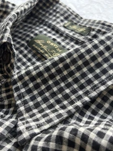 Orvis Charles Signature Collection Mens L 100% Linen Black White Check Long Slv - Picture 1 of 12