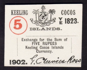 Cocos Keeling Islands P-S128.. (1902) 5 Rupees..  UNC   (original) - Picture 1 of 2
