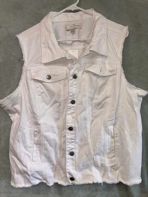 Новый с Ярлыками Cato Est 1946 джинсовой ткани Sleevless жилет женщин Sz 22/24 кнопка спереди белый - Изображение 1 из 4