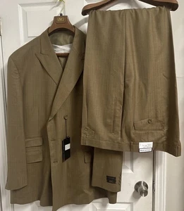 Neu mit Etikett Apollo King 3-teiliger Anzug 56R/50W braun Hering Knochen Super 150s 100 % Wolle - Bild 1 von 24