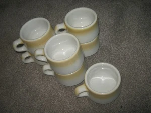 7 Caribe China Mid-Century Restaurant Ware Yellow & White Coffee Cups - Picture 1 of 2