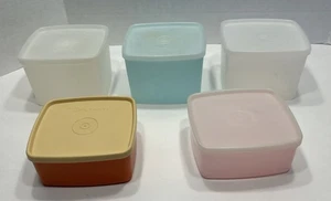 Vtg Tupperware Freezer Containers #311 & 312 Mixed Lot With Sheer & Beige Lids - Picture 1 of 15