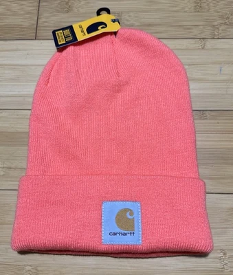 NEW Carhartt Knit Cuffed Acrylic Beanie Orange Pink Coral A18 Fall 2022 - Image 1 of 3
