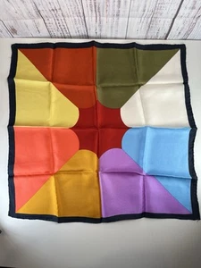 Vintage Leonardo 9 Color Pocket Square Kerchief - 100% Silk Square hand rolled - Picture 1 of 2