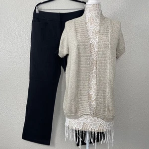 Chicos Womens Cardigan Outfit Size 2 L Holiday Classic Teacher Casual Elegant - Picture 1 of 18