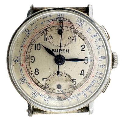 Vintage 32mm Buren Men's Mechanical Wristwatch Venus 170 Swiss Chrome for Parts - Image 1 of 4