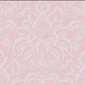 Arthouse Glistening Blush Damask Textured Glitter Pink Embossed Wallpaper - Picture 1 of 3