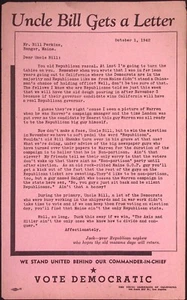 Zio Bill ottiene una lettera 1942 stampa democratica pubblicità giovani democratici della California - Foto 1 di 2