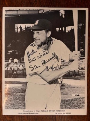Vintage 8x10 Batting Pose Photo Cardinals HOF Stan Musial with Printed Signature - Image 1 of 3