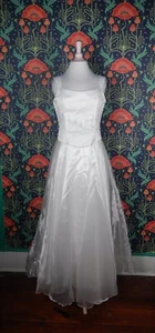 Vintage 90's Y2K White Prom Crystal Corset Ballgown Princess Dress M/L - Picture 1 of 9