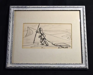 Original Eskimo Tusche & Kohle Kunstzeichnungen signiert von Robert Mayokok, 9" x 11" - Bild 1 von 7