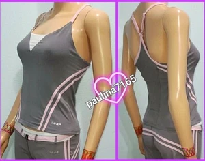 BEBE SPORT Tank-BH Logo graphit/rosa gestreift mit Regal, XS #2929 - Bild 1 von 2