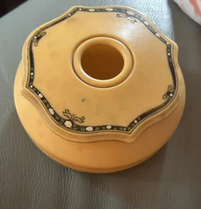 Vintage Celluloid Hair Receiver Dresser Piece Design Top - Picture 1 of 5