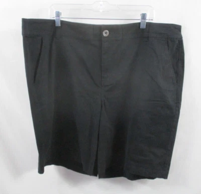 Шорты женские Lane Bryant 24 черные бермудские плоские спереди с карманами на молнии на пуговицах хлопок - Изображение 1 из 4