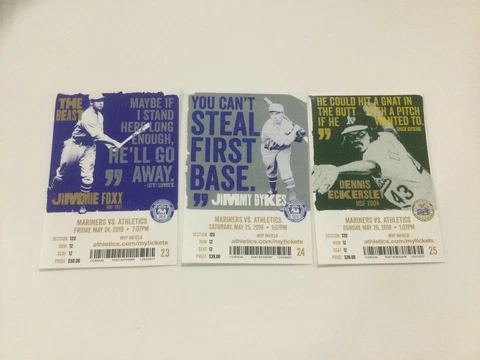 Oakland A’s Athletics 2019 TICKET STUB VS MARINERS  5/24/19-5/25/19-5/26/19 Cover