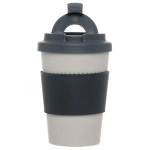 Grey Bamboo Fibre Travel Mug With Silicone Band BPA Free 400ml - Picture 1 of 3