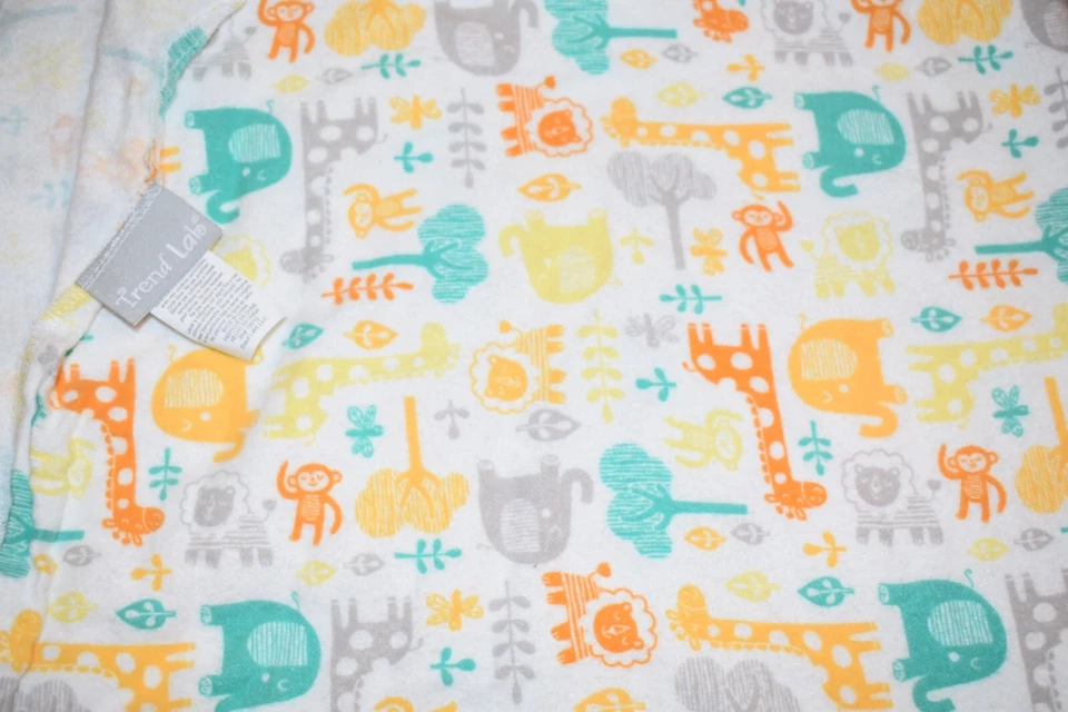 K6 TREND LAB Safari jungle Zoo Animals Cotton Flannel Receiving Baby Blanket - Image 1 of 2