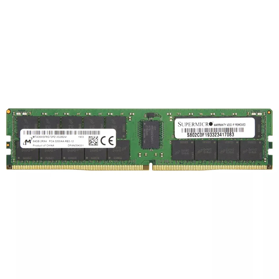 Micron 3200MHz 16GB / 32GB / 64GB REG ECC RAM PC4-3200AA DDR4 DIMM Memory - Image 1 of 1