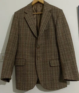 Vintage Harbarry Of England Mens Lined Tweed Jacket Chest 42R" Brown Mix Exc - Picture 1 of 10