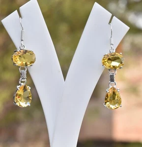 Yellow Citrine Gemstone 925 Sterling Silver Jewelry Gift For Women Earring S-150 - Picture 1 of 5