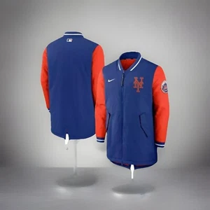 New York Mets MLB Nike Men's AC Dugout Full Zip Jacket Royal / Orange Size MenXL - Picture 1 of 1