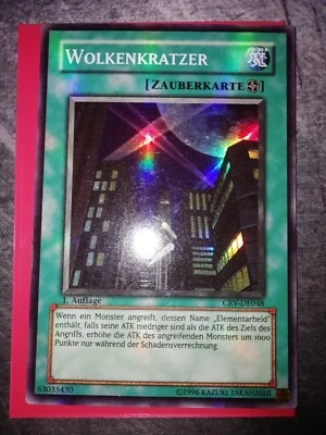 Yu-Gi-Oh! Wolkenkratzer Super Rare CRV-DE048 1. Auflage Deutsch Near Mint Held - Bild 1 von 2