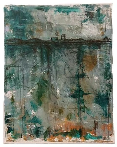 No.539 Original Abstract Modern Minimal Landscape Painting By K.A.Davis - Picture 1 of 12