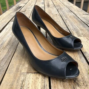 Coach Delilah Peep Toe Pumps Women’s 5.5 B Dark Gray Kitten Heels VGC - Picture 1 of 16