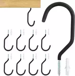 Bike Hooks Garage Wall Heavy Duty Bicycle Hanger Hanging PV Carbon Steel 10 Pack - Picture 1 of 2