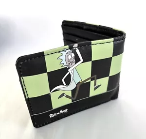 NWOT Rick And Morty Bifold Wallet Checkerboard Rick Running Pose - Picture 1 of 5